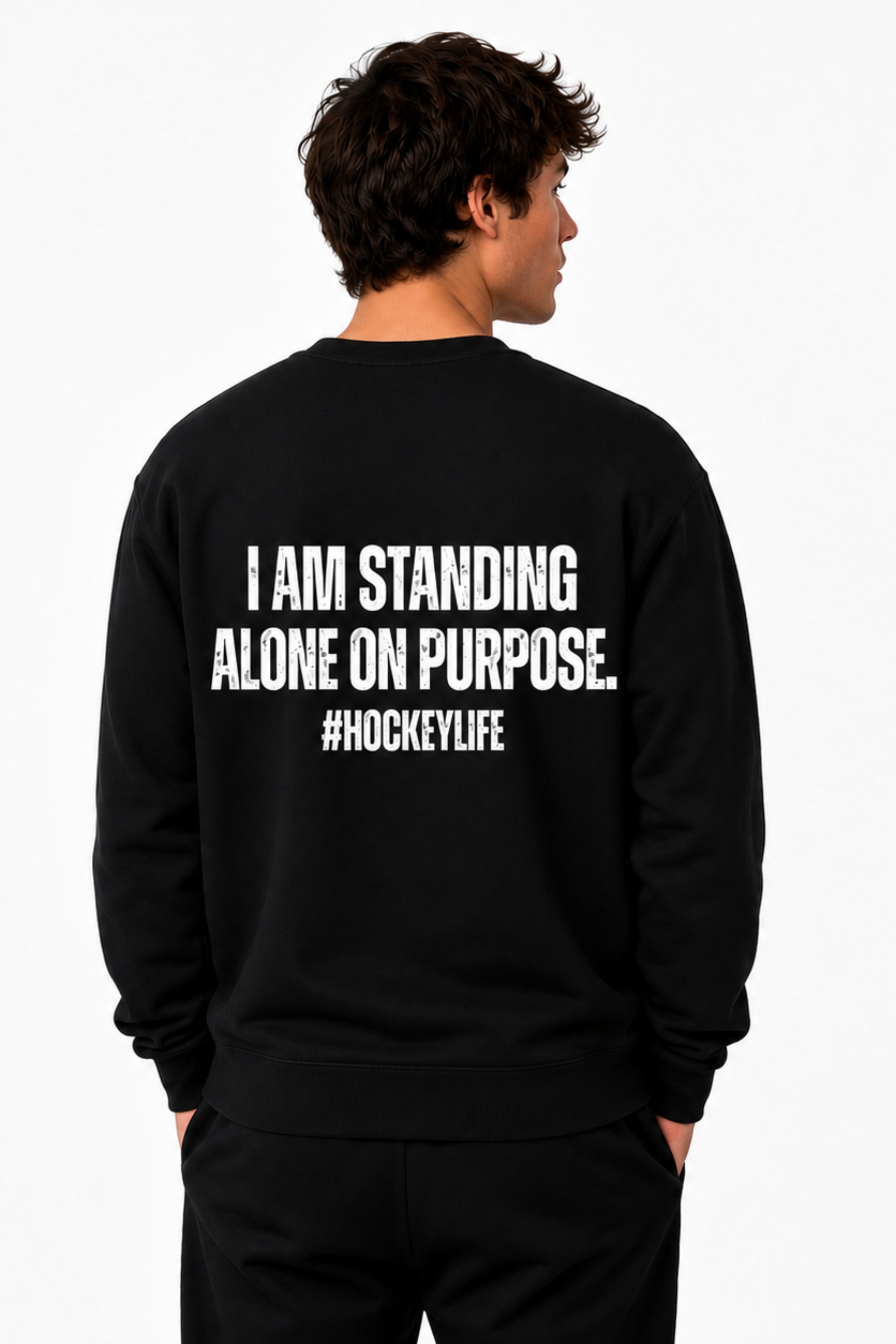 I STAND ALONE UNISEX CREWNECK HOCKEY SWEATER