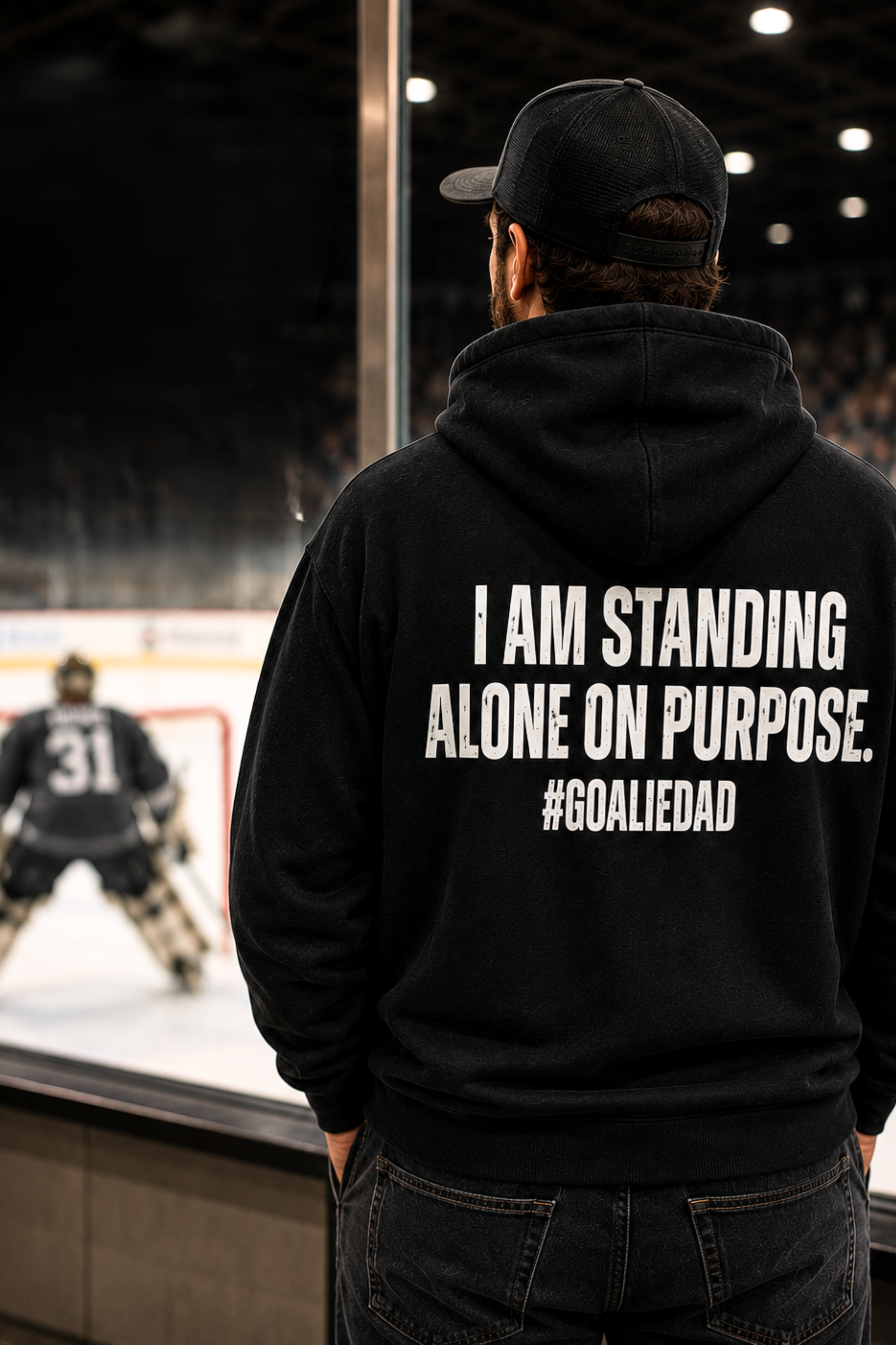 I STAND ALONE GOALIE DAD UNISEX HOODIE HOCKEY SWEATER
